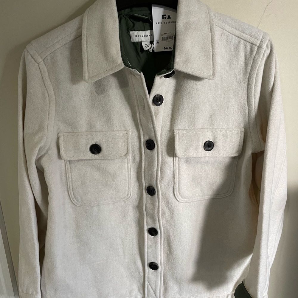NEW w/Tag Free Assembly Shacket, Soft Cream Color, Sz. M